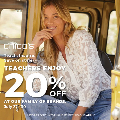Chico’s- Teachers Enjoy 20% Off icon