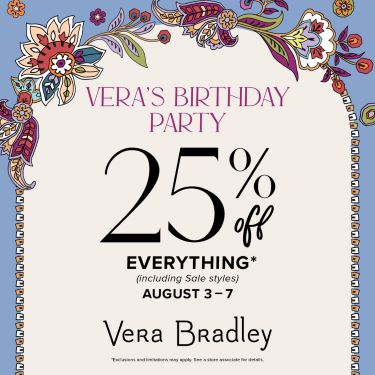 Vera Bradley- 25% off everything (including Sale styles) icon