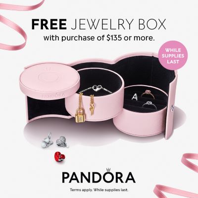 Pandora- Store your jewelry in style with a Free jewelry box! icon